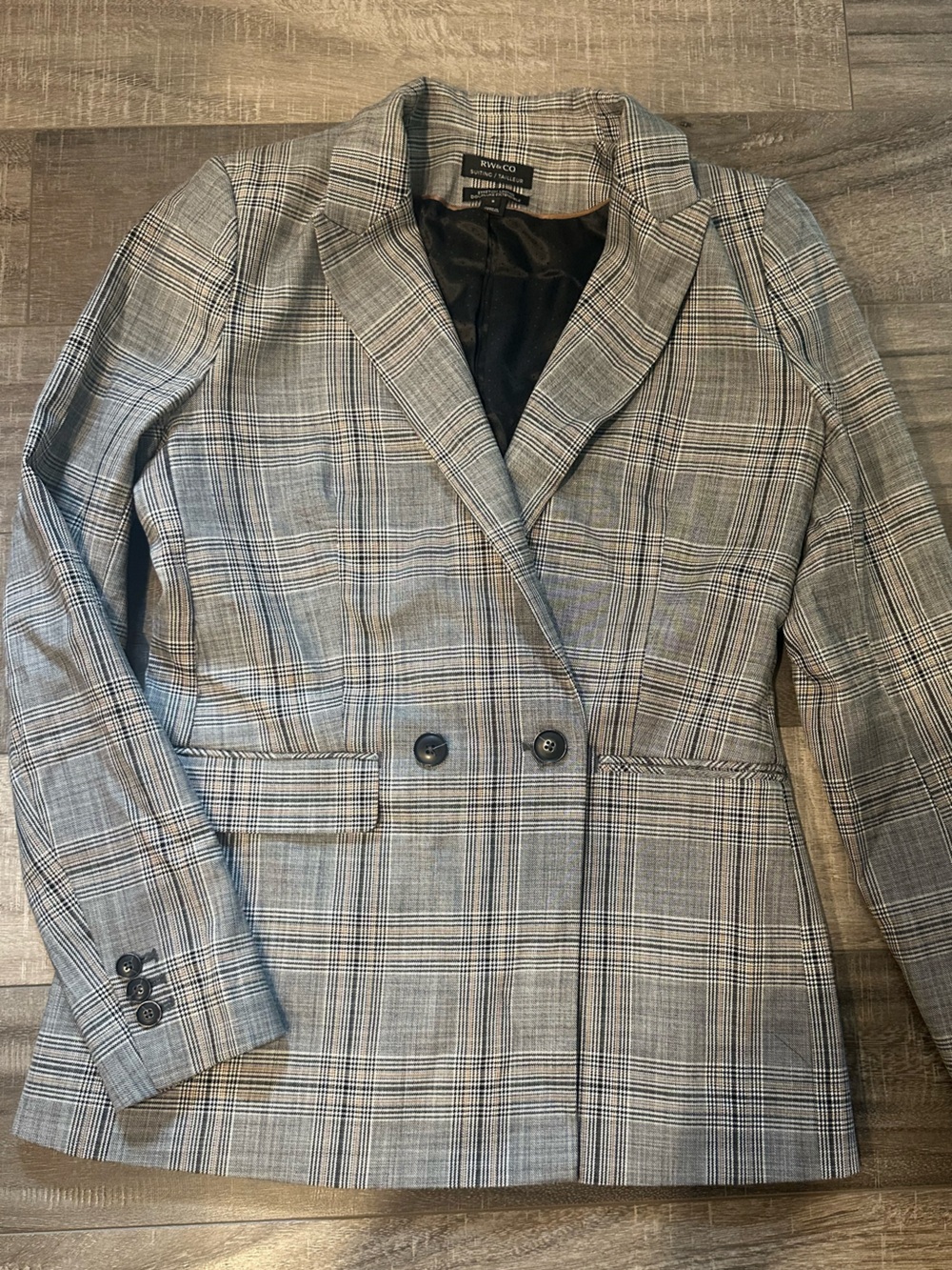 RW&CO Women’s Gray Glen Plaid Suiting blazer